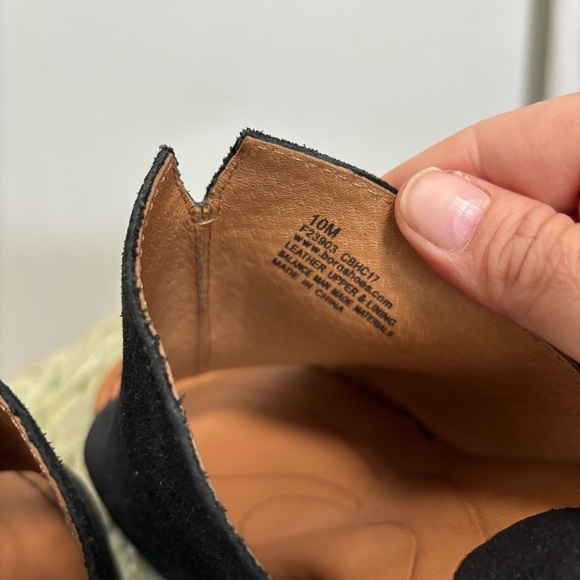 Born Ingrid Black Oiled Suede Slip On Block Heel Comfort Mule Sandals - Picture 6 of 7